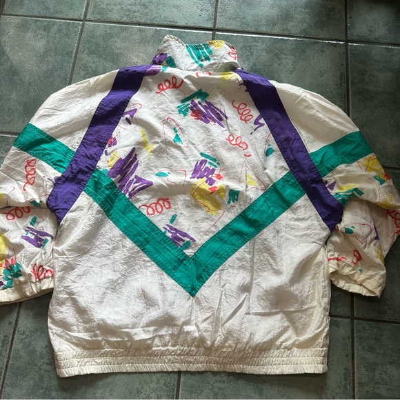 VTG 80s Retro Maximalist Artsy Abstract Colorful Quarter Zip Windbreaker - Picture 7 of 7